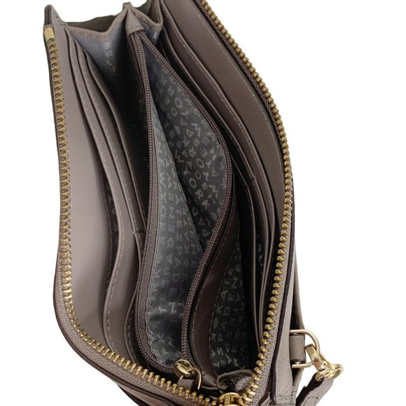 Kate Spade Beige Tan Crossbody Bag Purse Leather Zip Slots Gold Detachable Strap - Picture 8 of 12